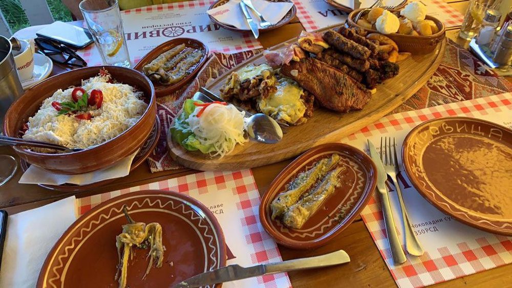 Meal in traditional Serbian restaurant