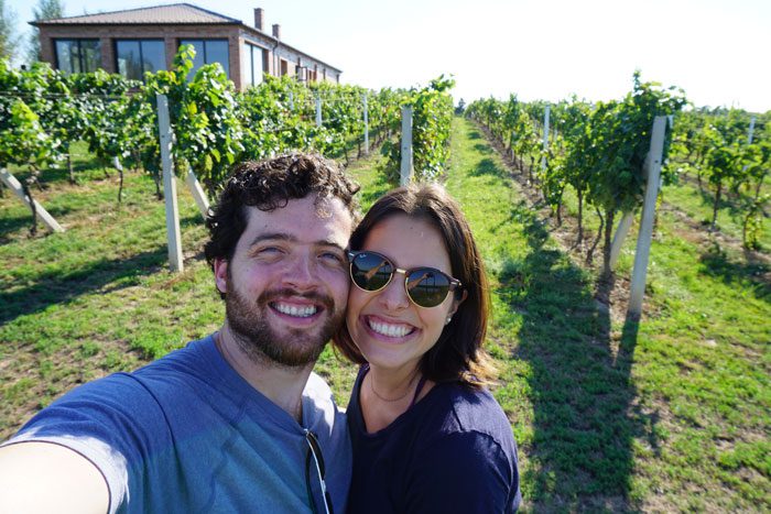 Mike and Cristina in winery