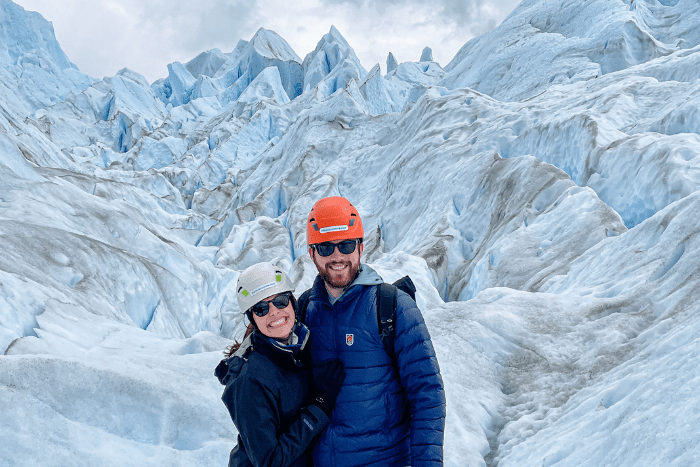 Cristina and Mike in the glacier in Patagonia