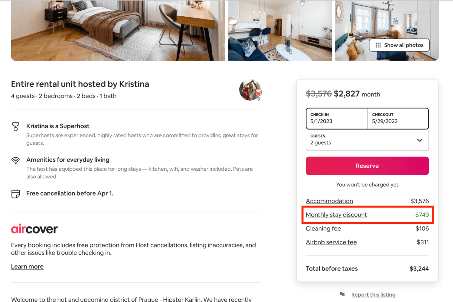 Example: How to take advantage of Airbnb discounts